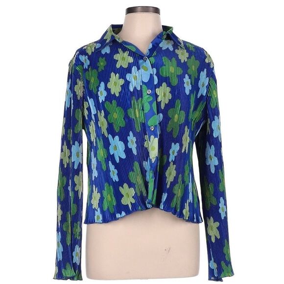 NWT Sammy B Flower Power Pleated Blouse XL - Picture 3 of 4